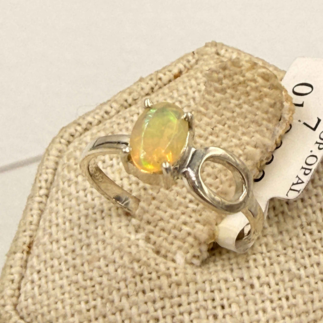 Sterling Silver Ethiopian Opal Open Circle Ring - Size 7