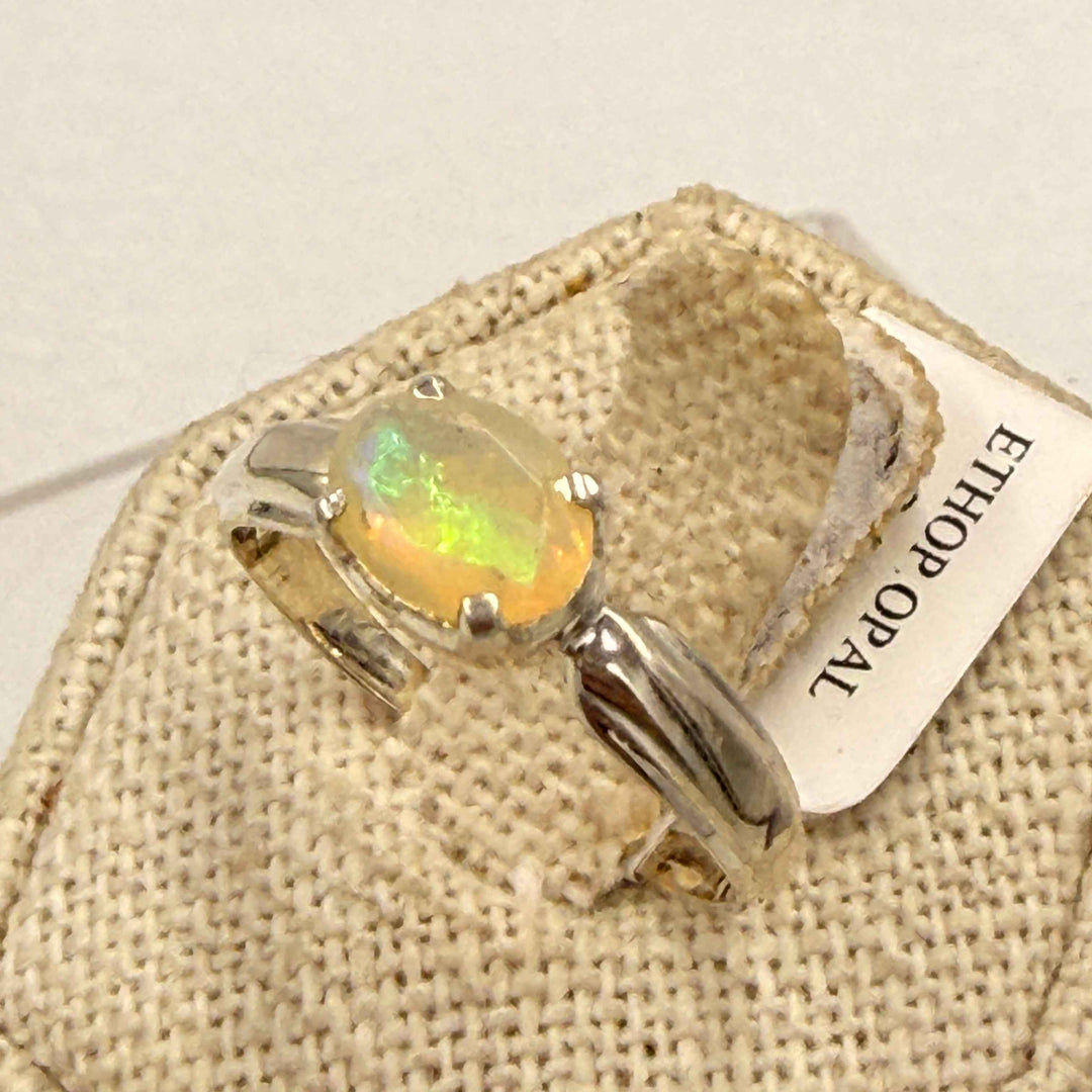Sterling Silver Ethiopian Opal Oval Ring - Size 9