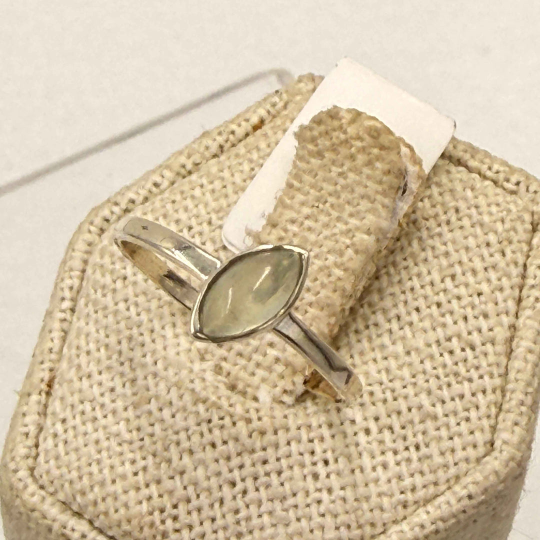 Sterling Silver Prehnite Marquise Ring - Size 9