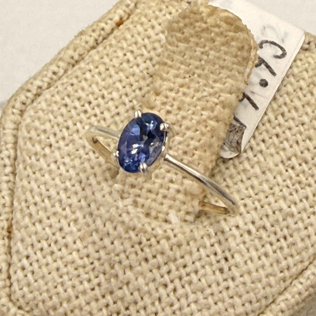Sterling Silver Tanzanite Oval Ring - Size 4