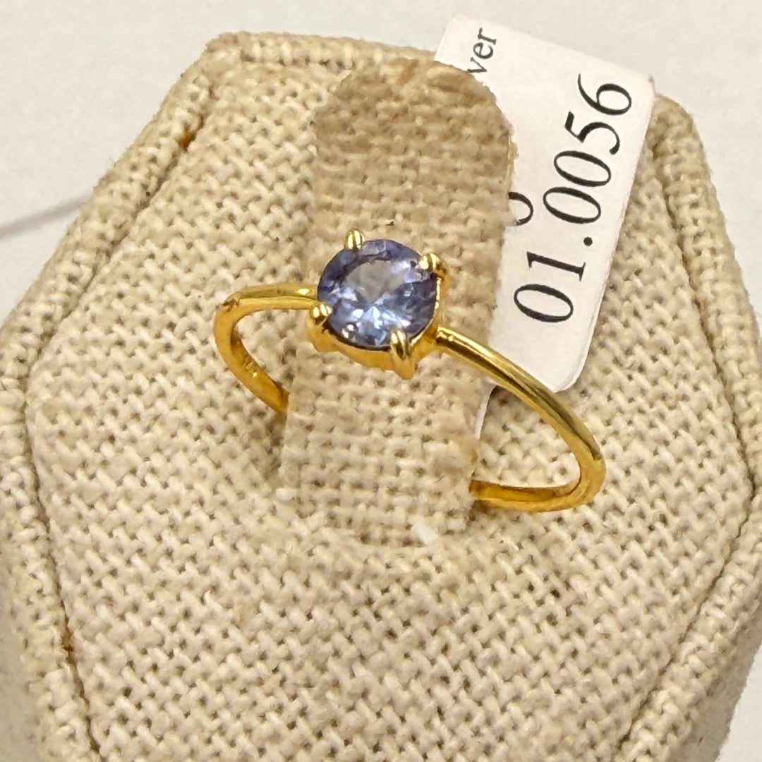 Gold Vermeil Tanzanite Round Ring - Size 6