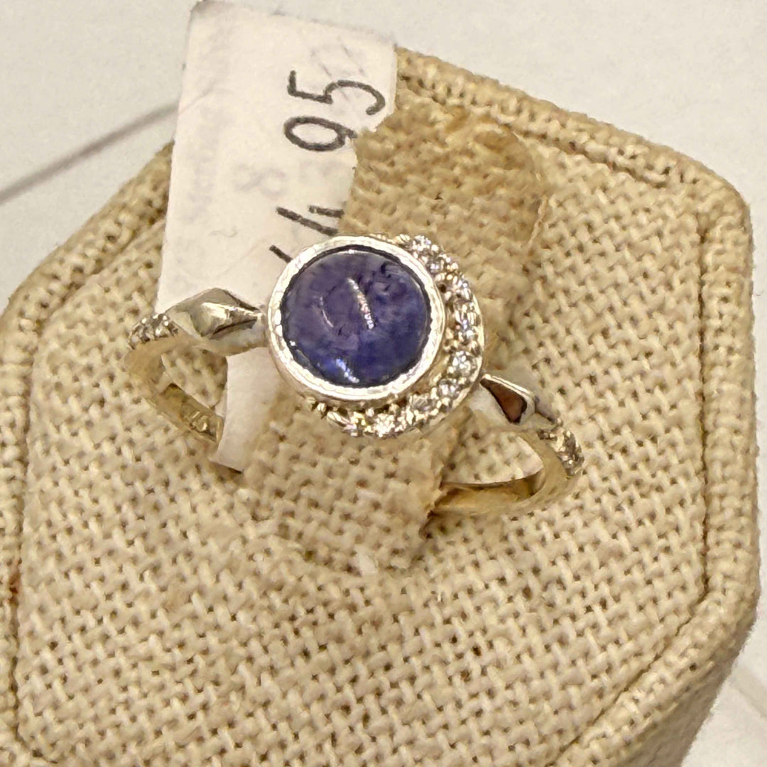 Sterling Silver Tanzanite Crescent Moon Ring