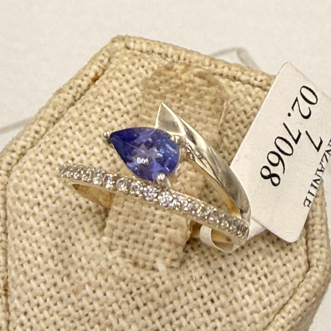 Sterling Silver Tanzanite Pear Wrap Ring - Size 7