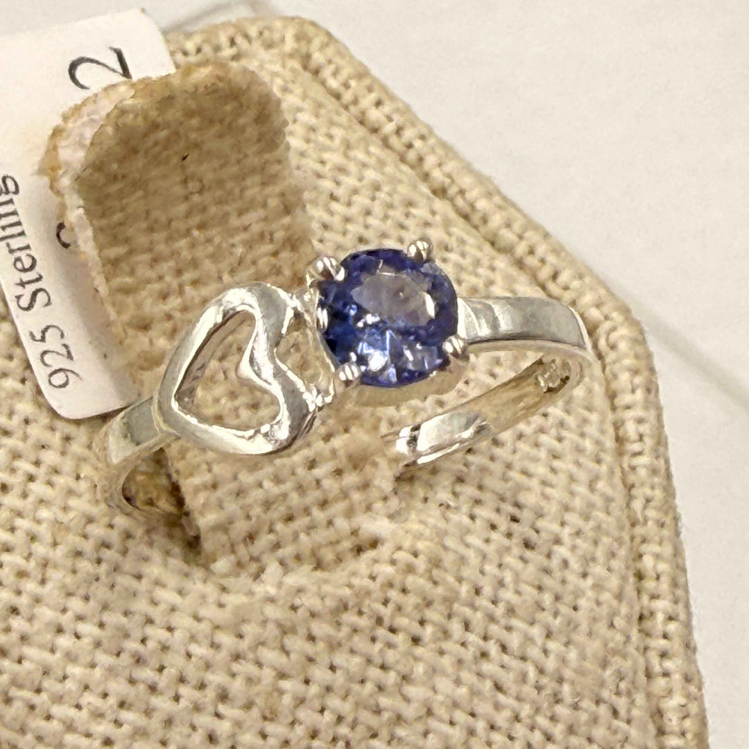 Sterling Silver Tanzanite Heart Accent Ring - Size 8
