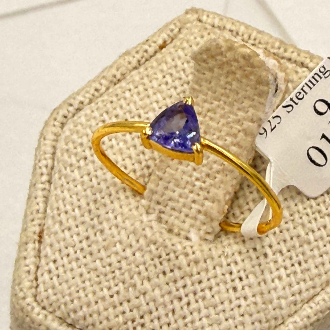 Gold Vermeil Tanzanite Trillion Ring - Size 9
