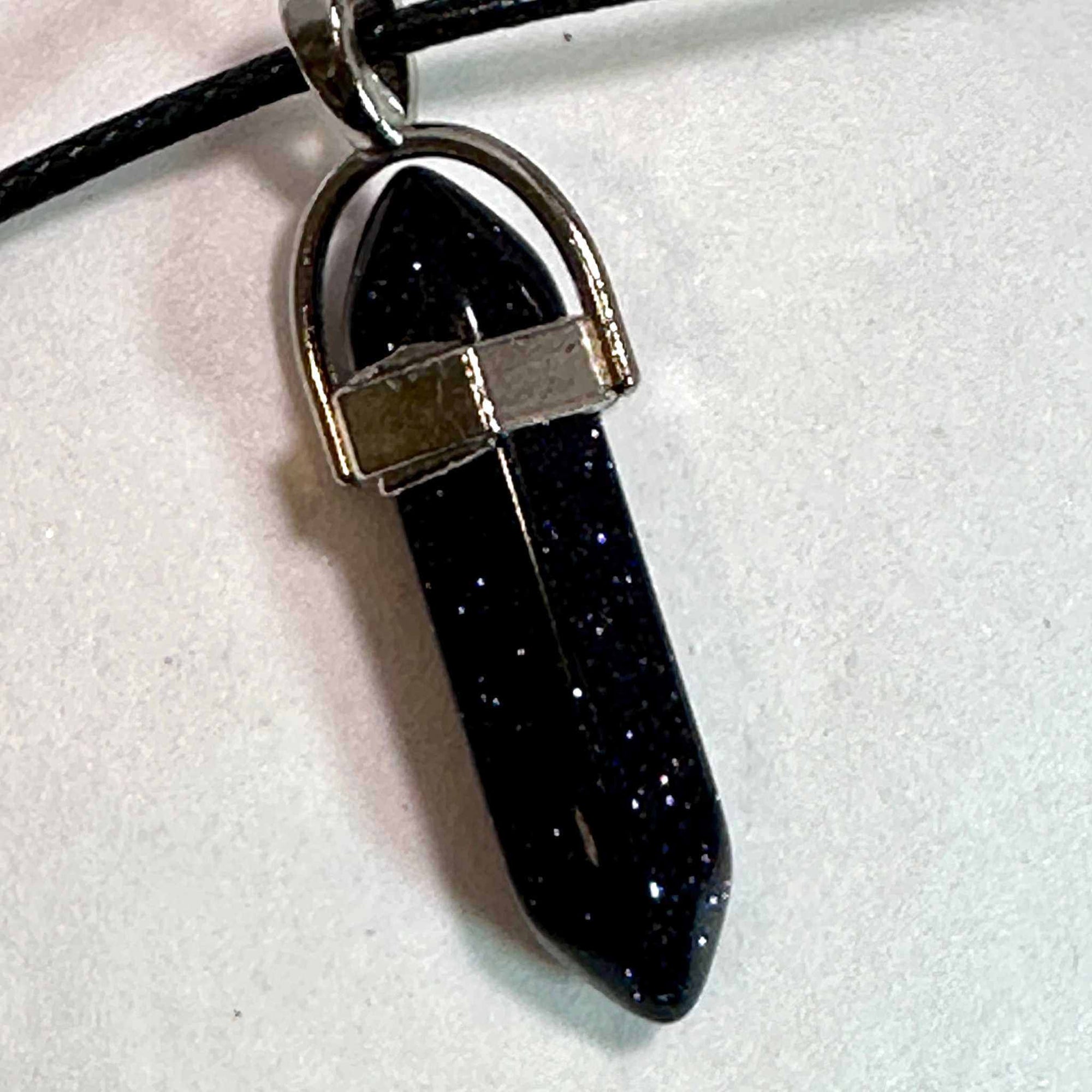 Blue Goldstone Bullet Point Necklace