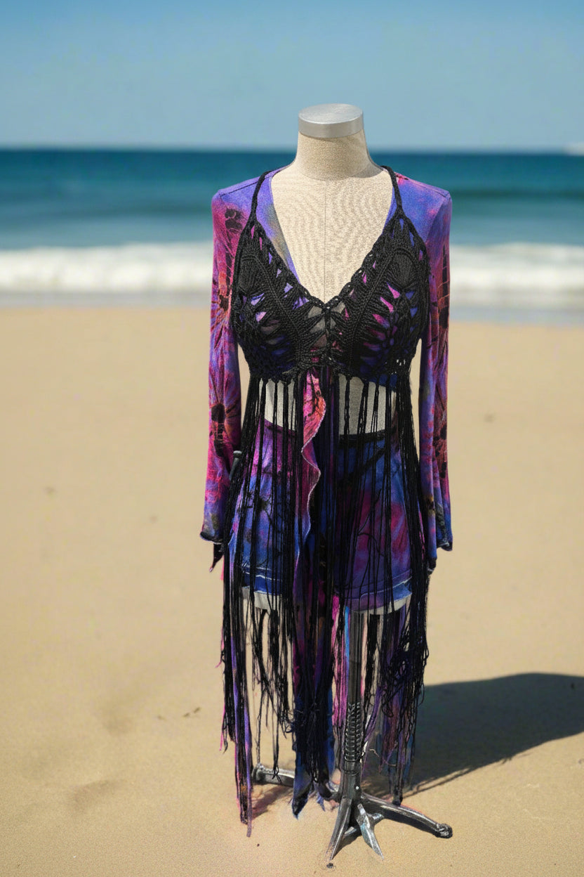 Crochet Bikini Top with Long Fringe