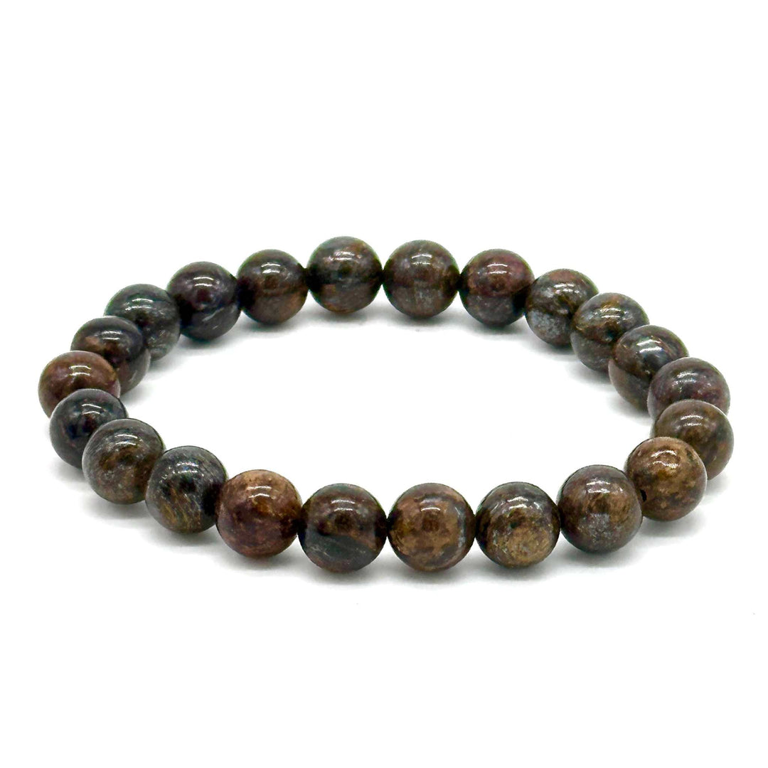 Bronzite round bead stretch bracelet for grounding and protection, available in multiple sizes.