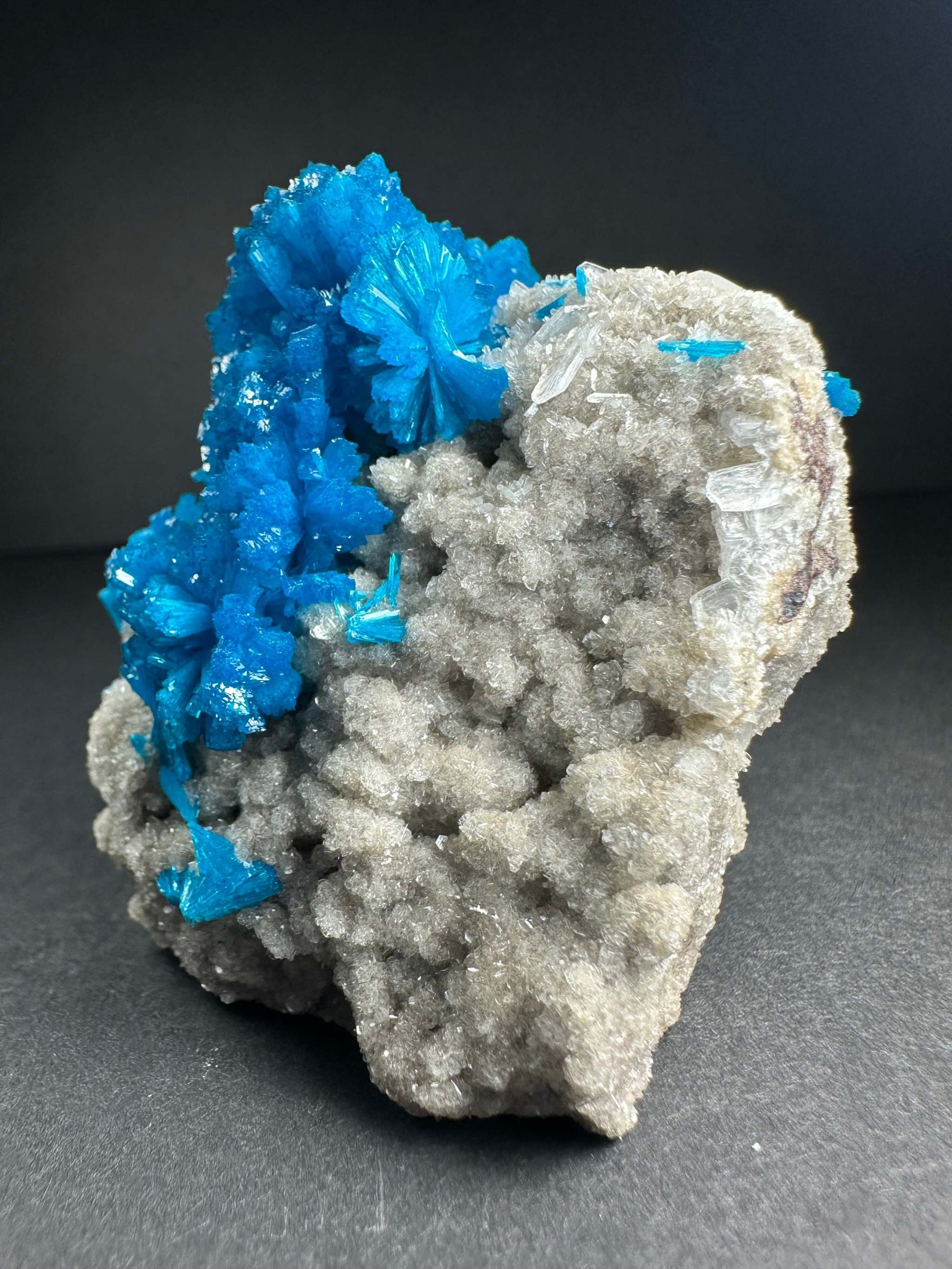 Cavansite with Stilbite on Matrix from Pune, Maharashtra, India