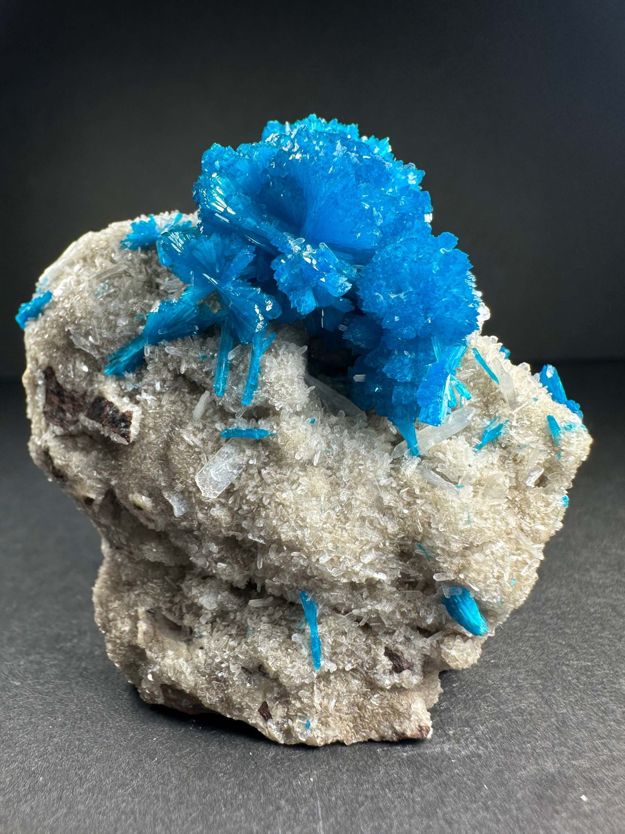 Cavansite with Stilbite on Matrix from Pune, Maharashtra, India