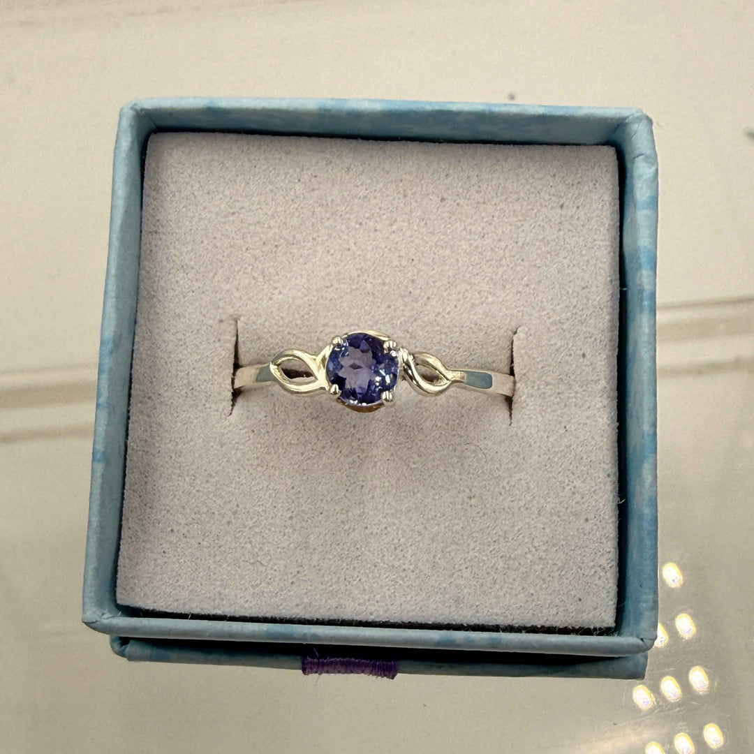 Sterling Silver Double Swirl Round Tanzanite Ring - Size 10 - Spiritual, Intuitive & Elevated