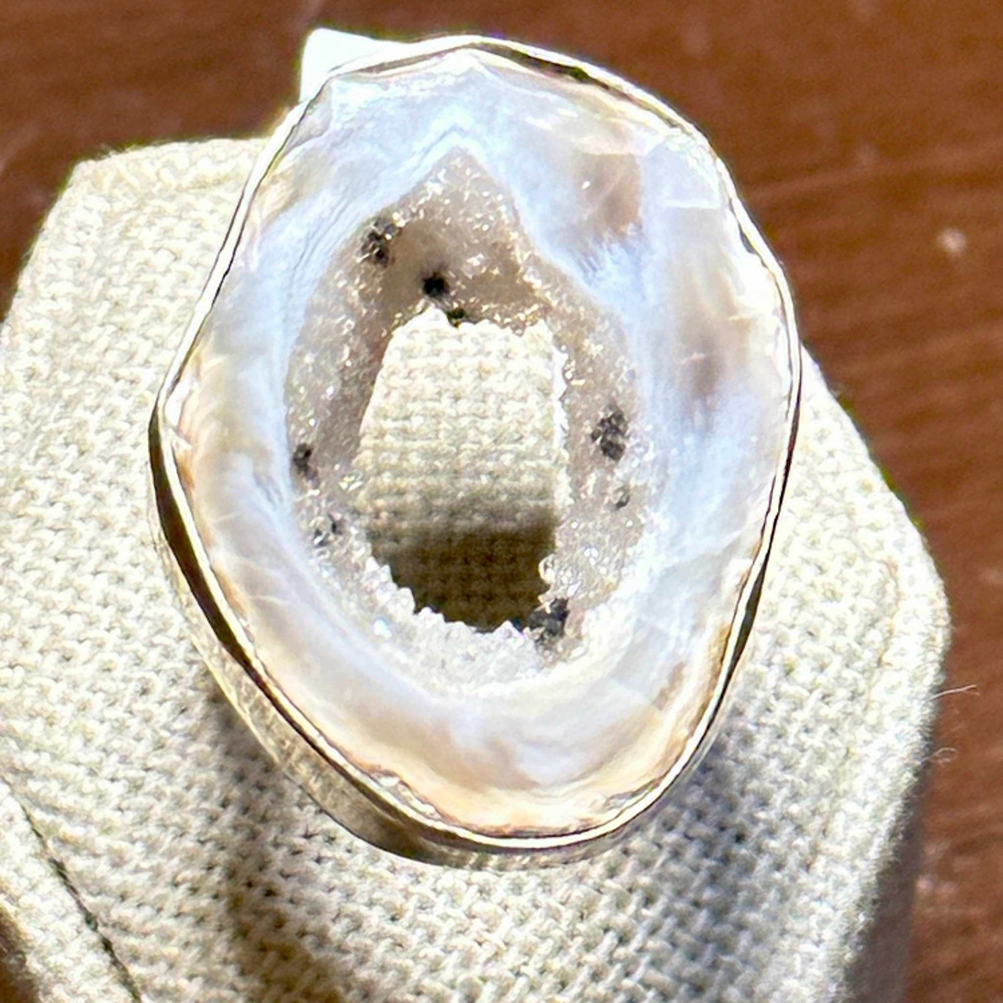 Agate Geode Slice Ring – Sterling Silver – Size 7