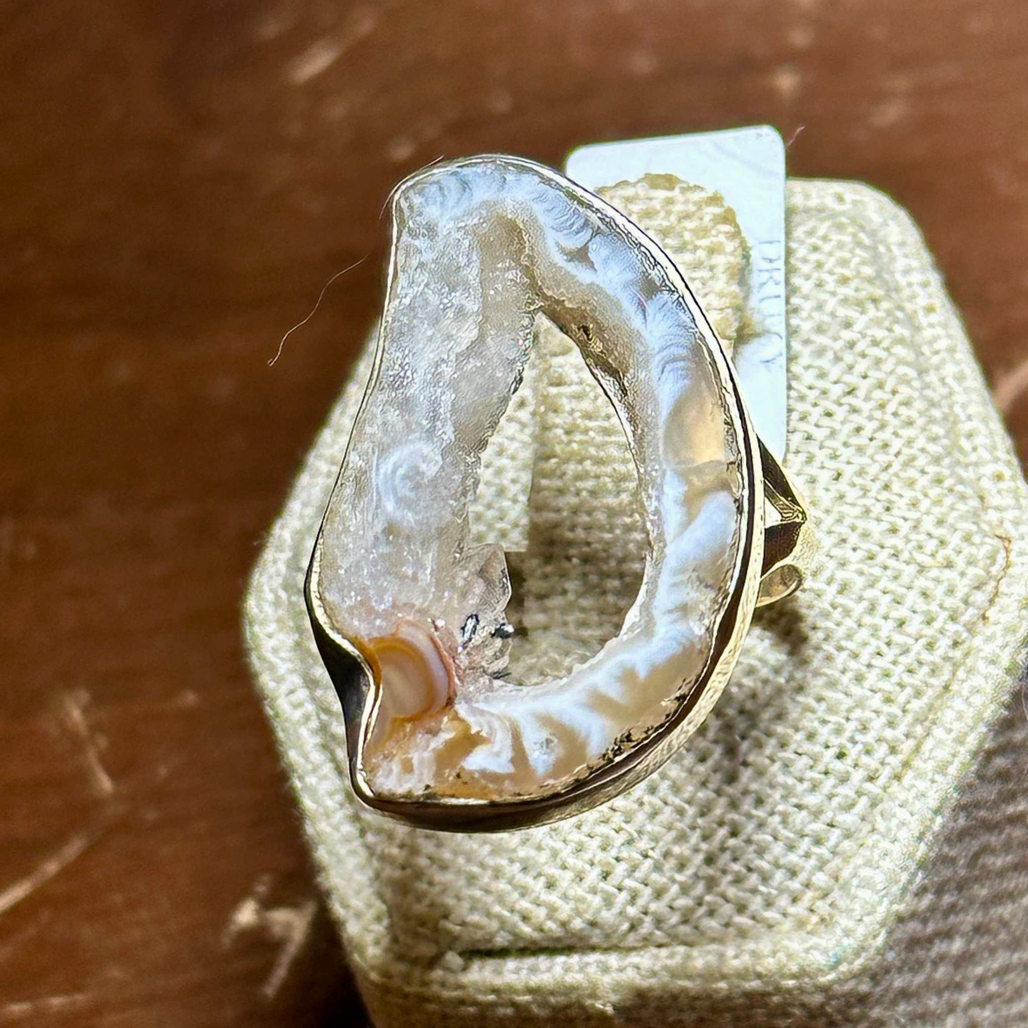 Agate Geode Slice Ring – Sterling Silver – Size 9