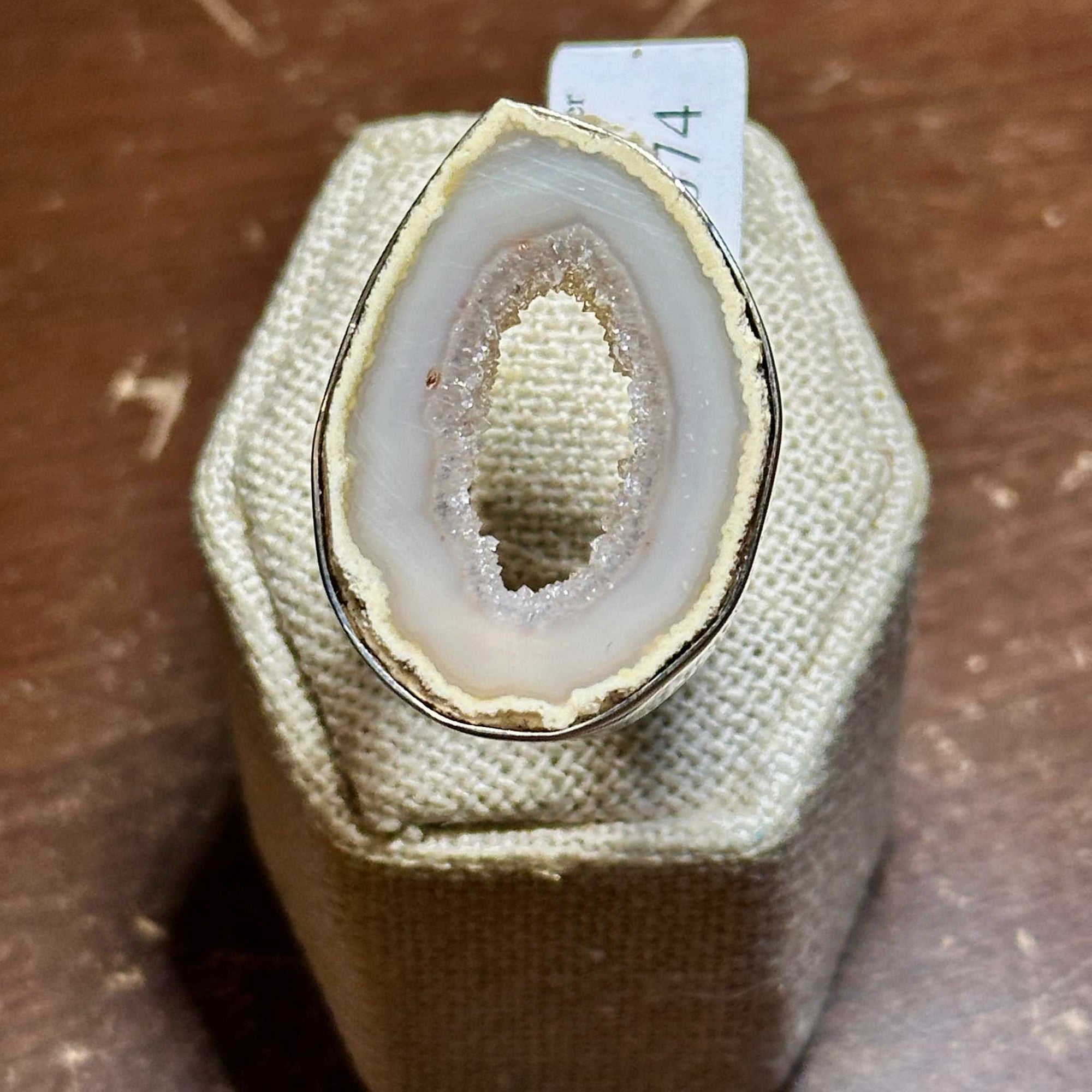 Agate Geode Slice Ring – Sterling Silver – Size 8