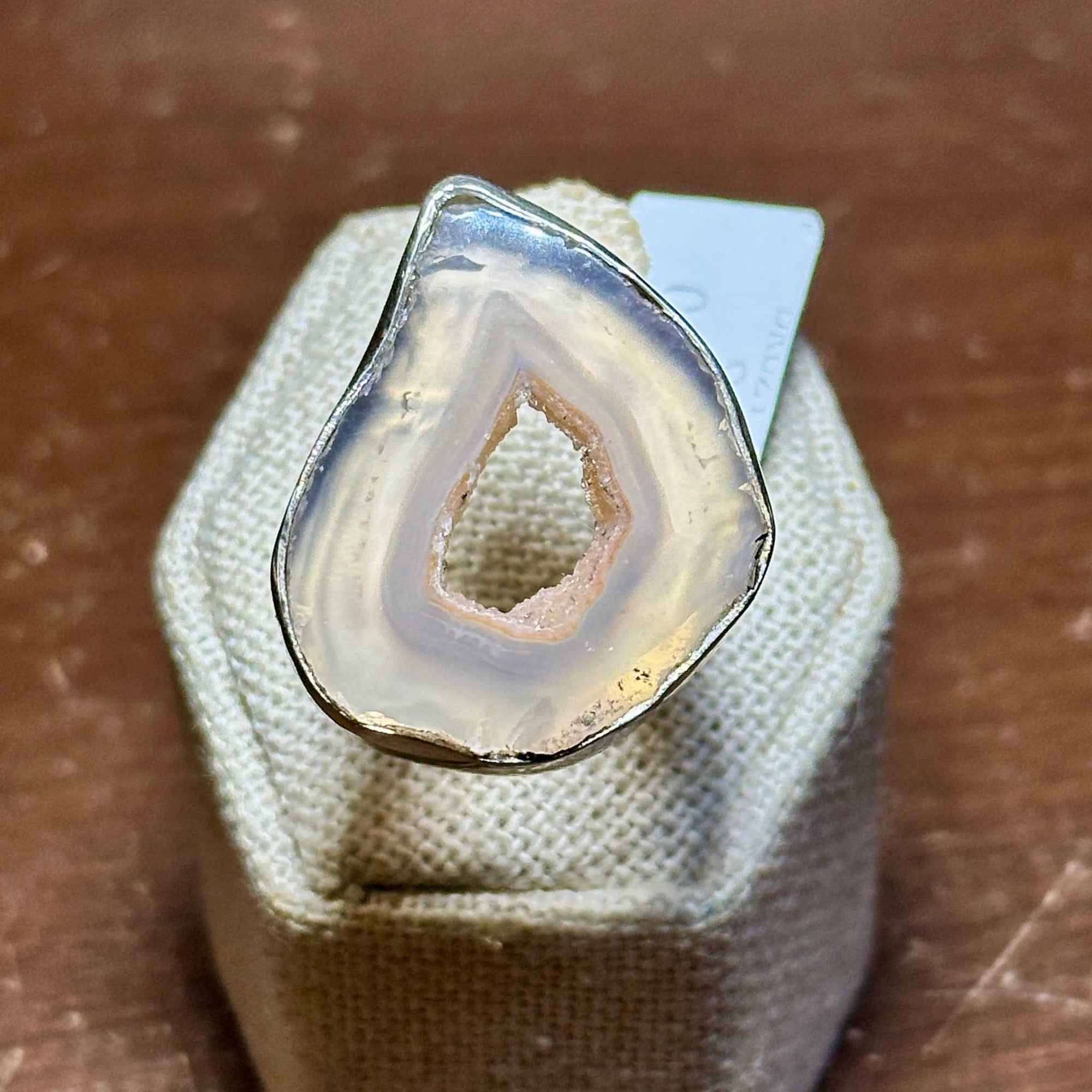 Lavender Agate Geode Slice Ring – Sterling Silver – Size 6