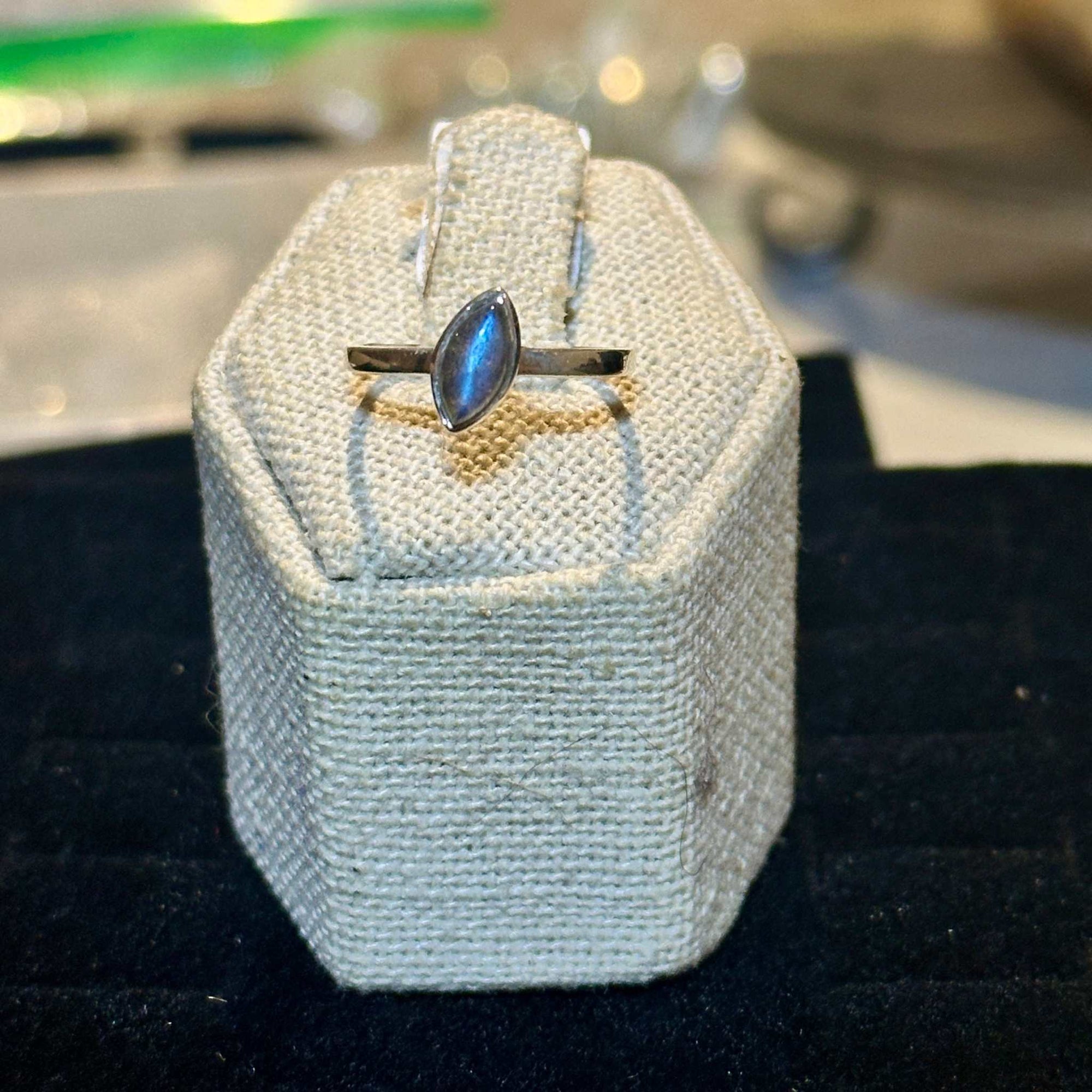 Labradorite Marquise Solitaire Ring – Sterling Silver – Size 6