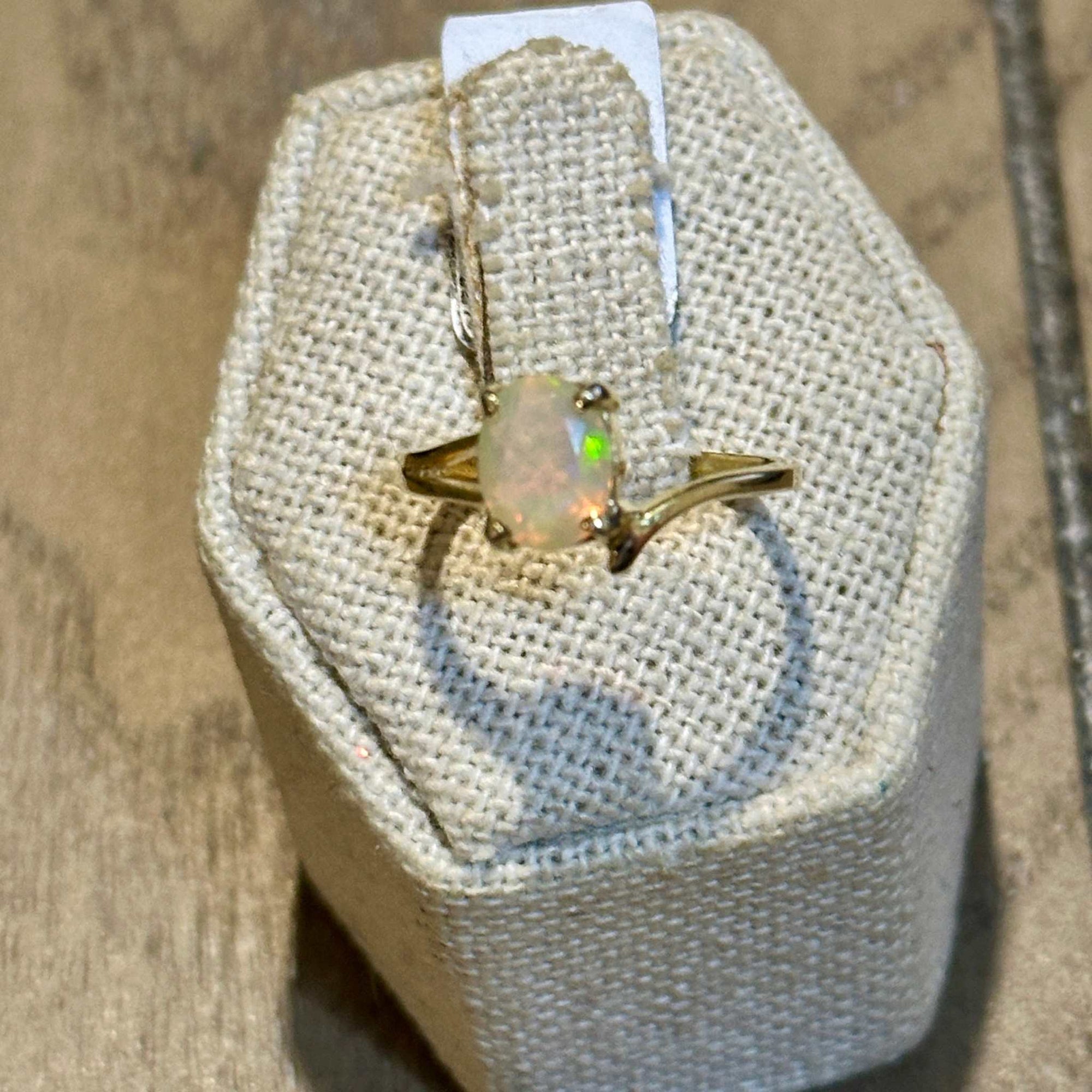 Ethiopian Opal Oval Modern-Split Ring – Gold Filled – Size 6