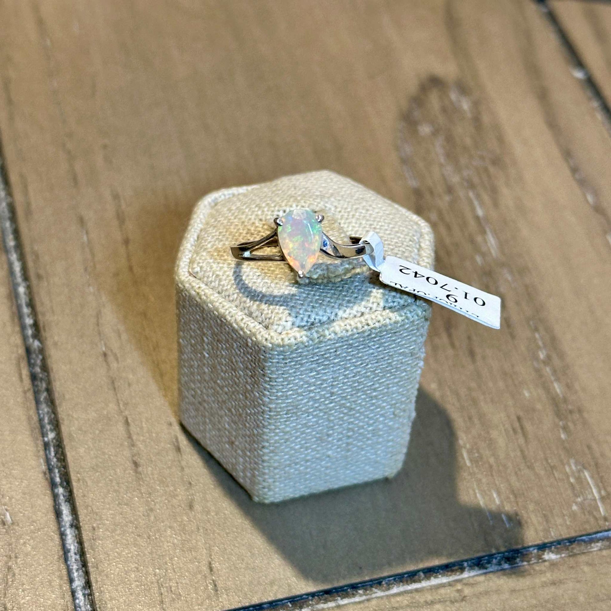 Ethiopian Opal Pear Bypass Ring – Sterling Silver – Size 6–9