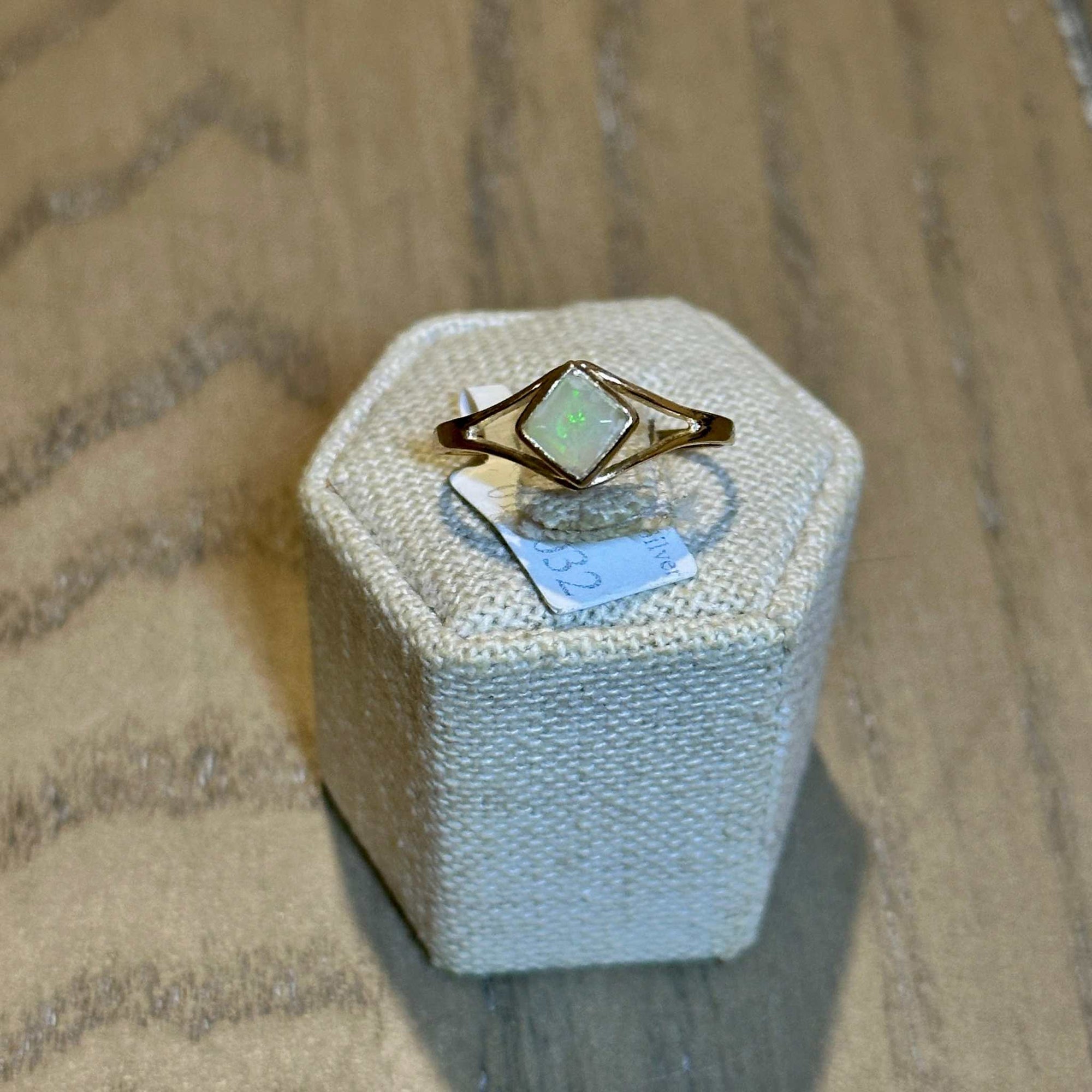 Ethiopian Opal Diamond-Shaped Bezel Ring – Gold Filled – Size 9