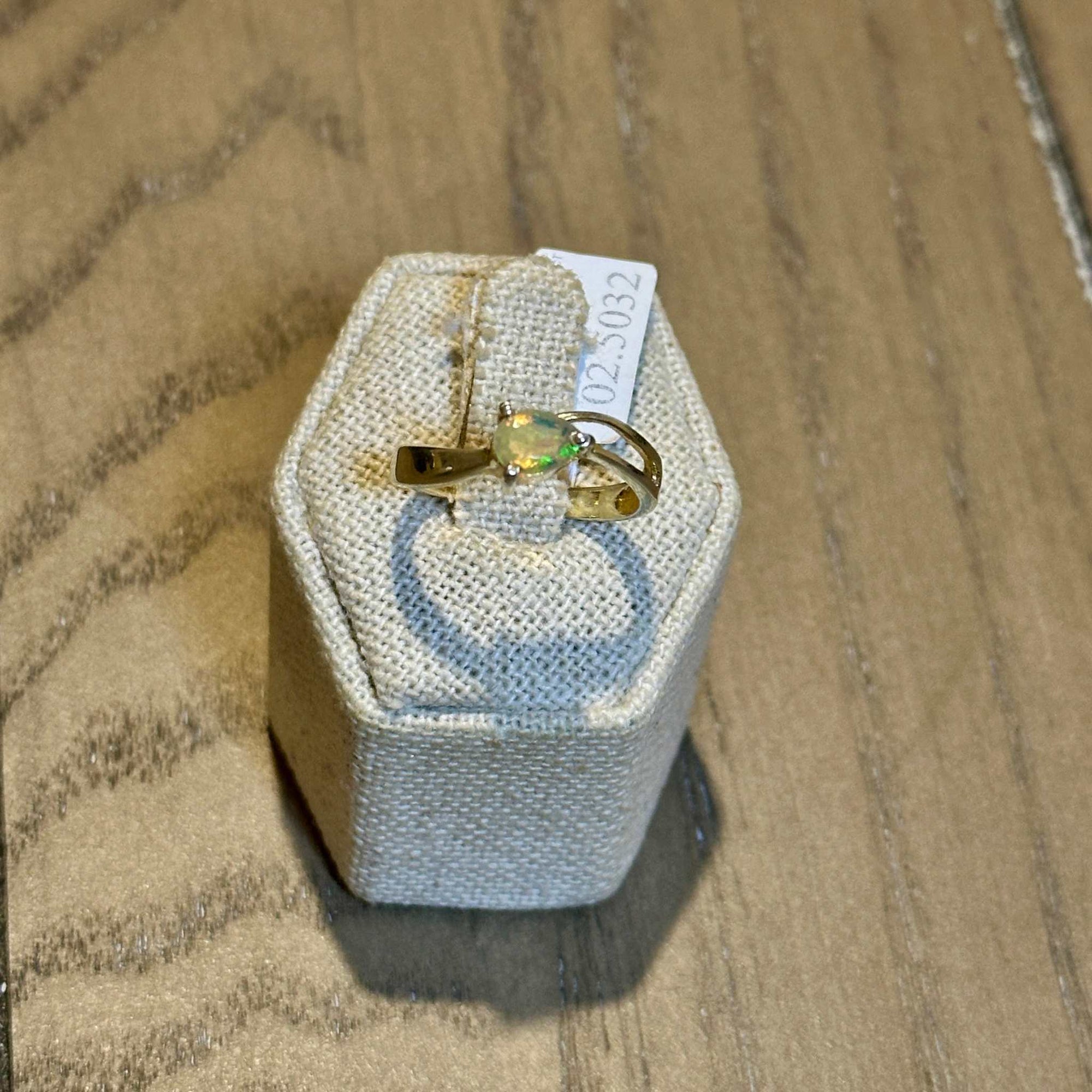 Ethiopian Opal Pear Bypass Ring – Gold Filled – Size 9