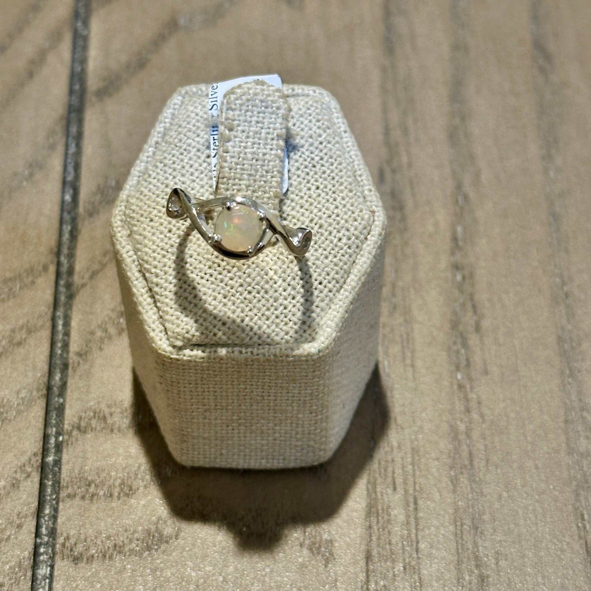 Ethiopian Opal Round Infinity-Twist Ring – Sterling Silver – Size 8