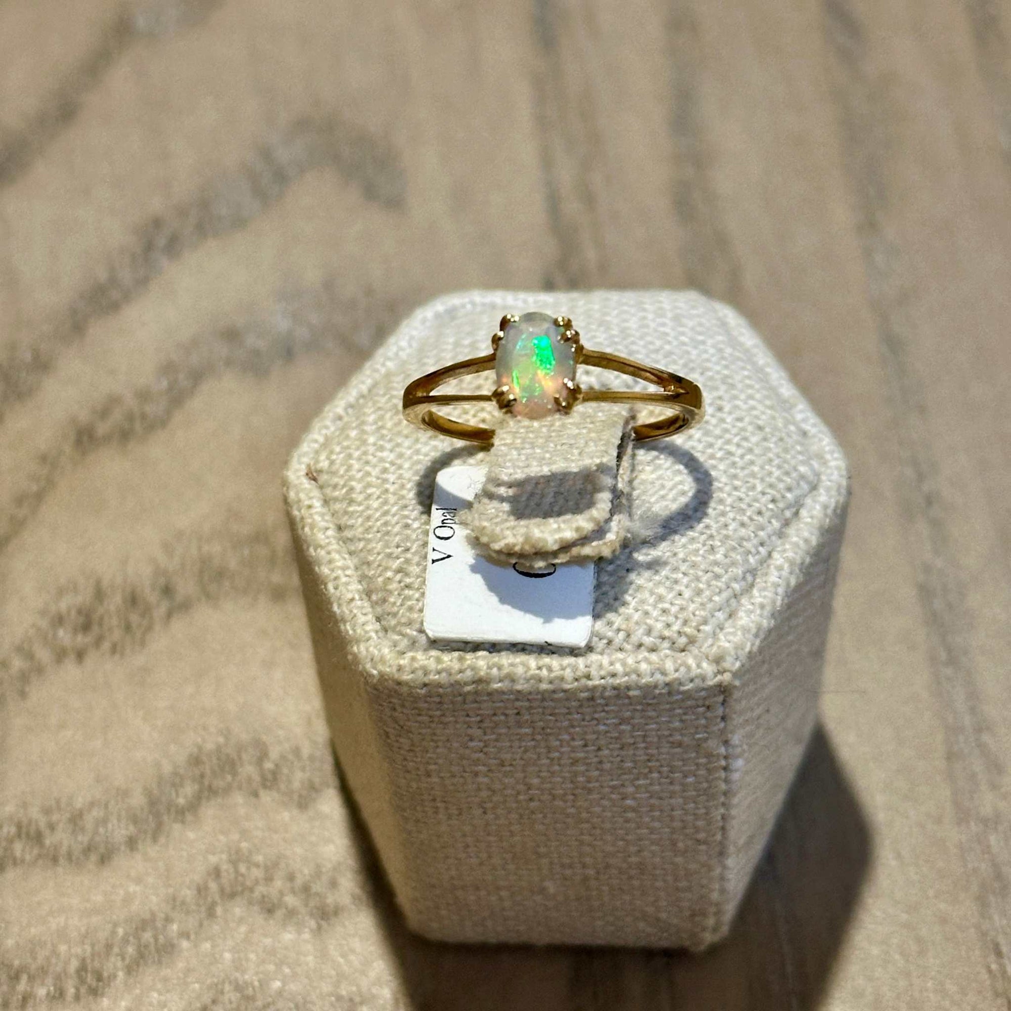 Ethiopian Opal Oval Split-Band Ring – Gold Filled – Size 8