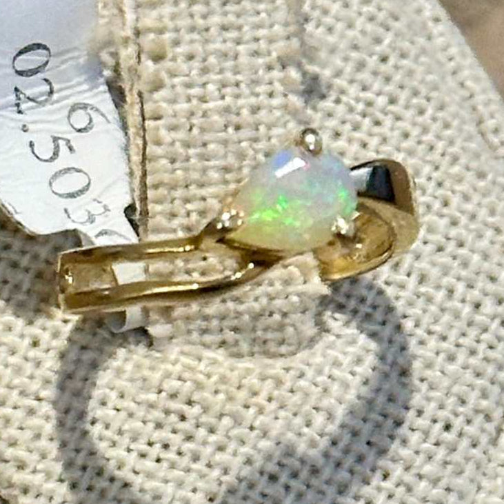 Ethiopian Opal Pear Twist-Band Ring – Gold Filled – Size 6