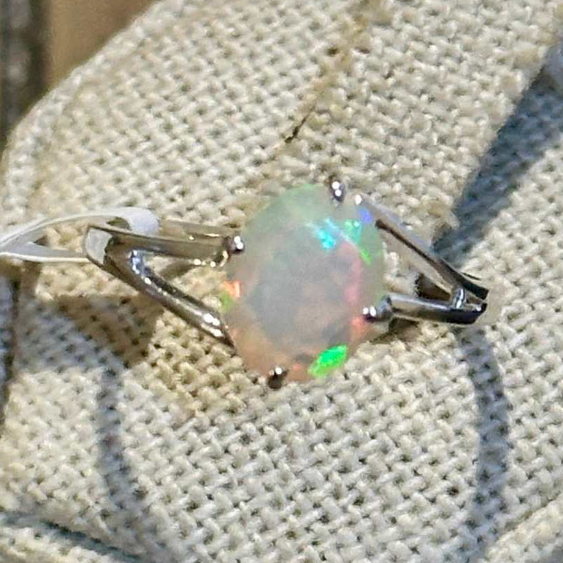 Ethiopian Opal Oval Duo-Set Rings – Sterling Silver – Size 8 & 9