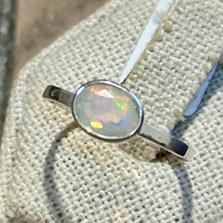 Ethiopian Opal Oval Duo-Set Rings – Sterling Silver – Size 8 &amp; 9