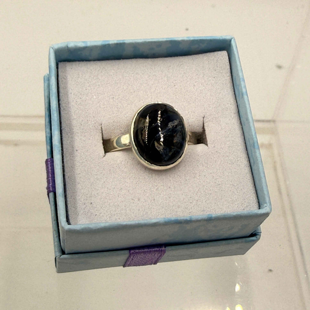 Sterling Silver Oval Pietersite Ring - Size 8 - Grounding, Transformative & Insightful