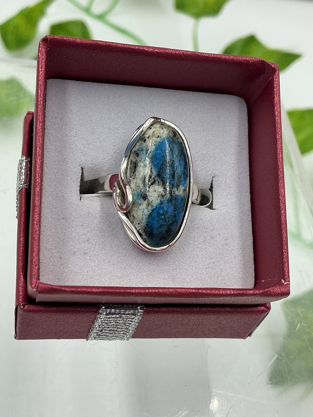 Natural K2 Stone Swirl Sterling Silver Ring – Size 6 | Genuine Oval K2 Jasper Ring