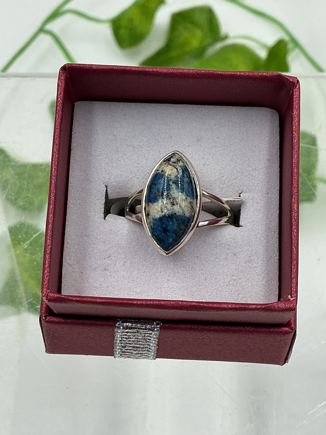 Natural K2 Stone Sterling Silver Ring – Size 7 | Genuine Marquise K2 Jasper Ring