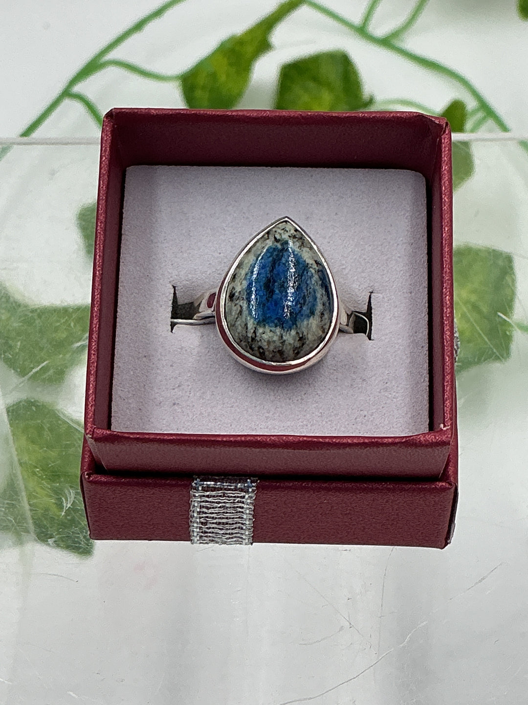 Natural K2 Stone Sterling Silver Ring – Size 7 | Genuine K2 Jasper Teardrop Ring