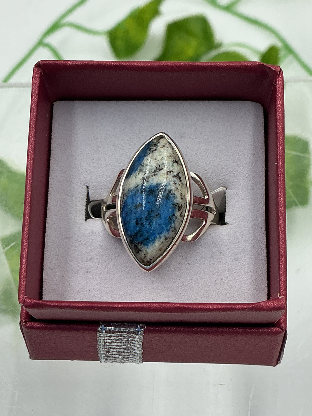 Natural K2 Stone Sterling Silver Ring – Size 8 | Genuine Marquise K2 Jasper Ring