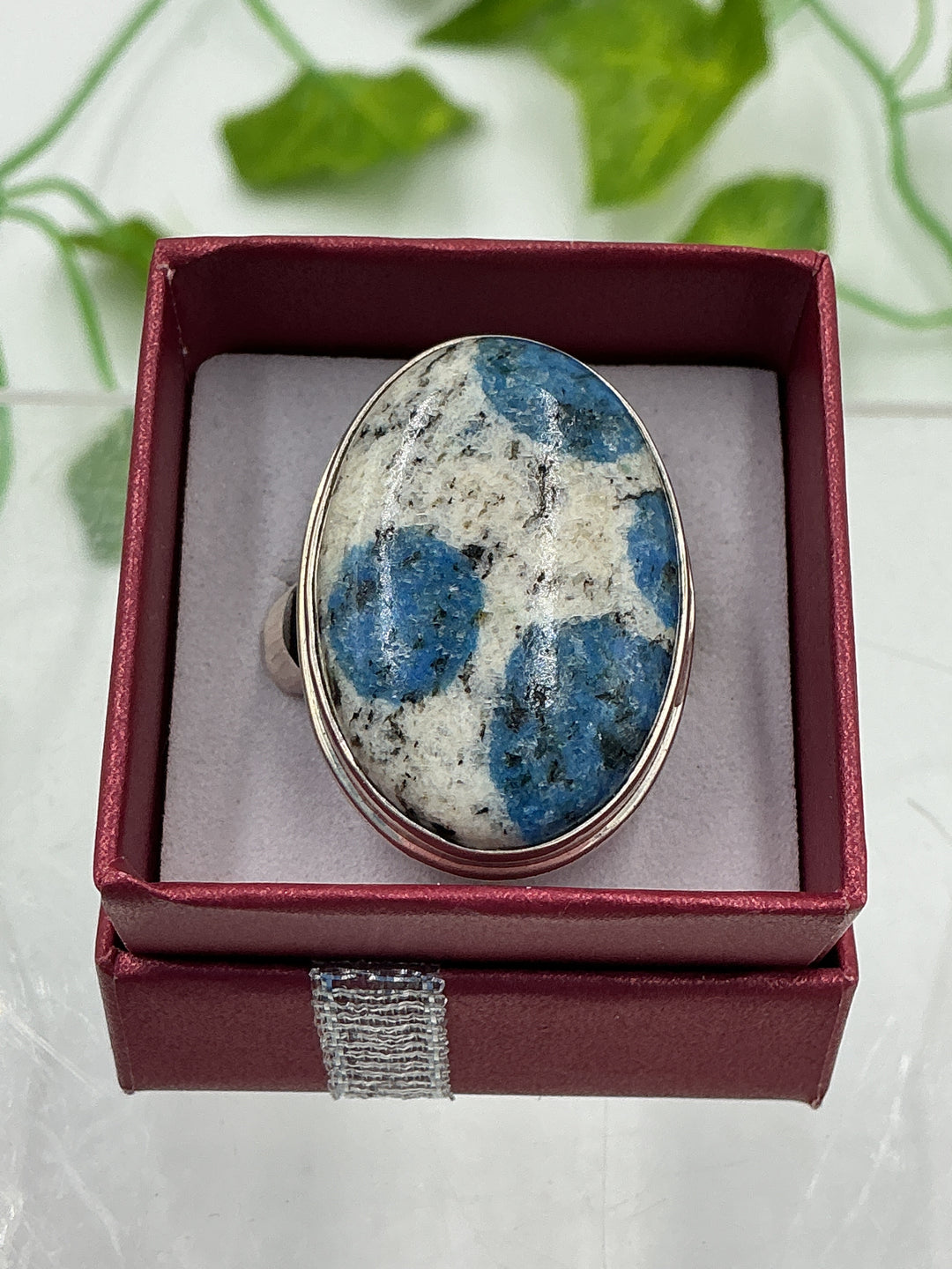 Natural K2 Stone Oval Sterling Silver Ring – Size 9 | Genuine K2 Jasper Artisan Ring