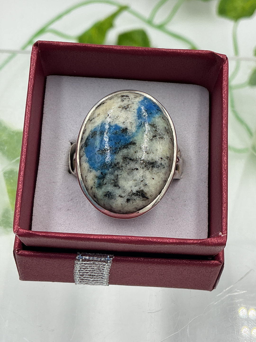 Natural K2 Stone Oval Sterling Silver Ring – Size 9 | Genuine K2 Jasper Statement Ring