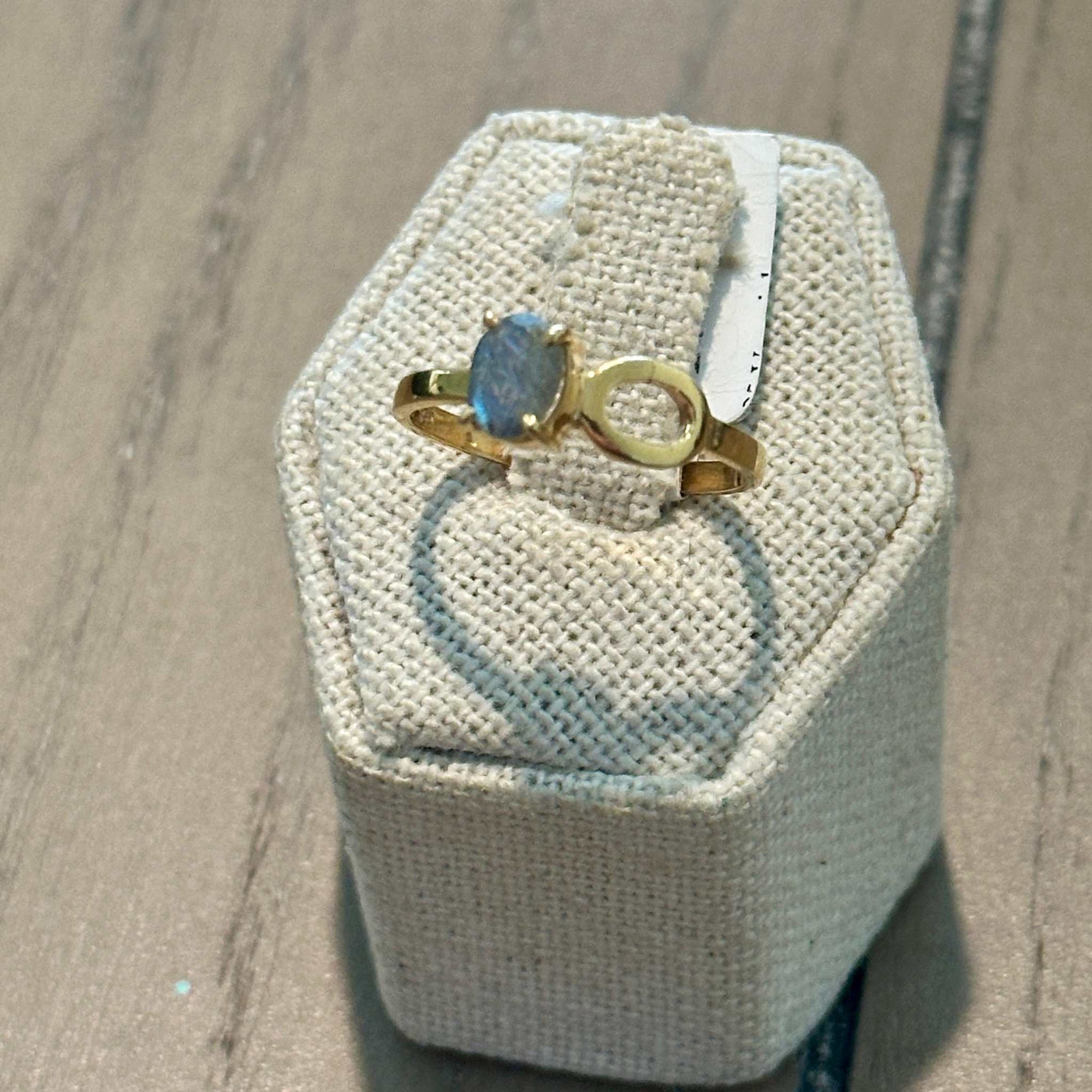 Labradorite Open-Circle Accent Ring – Gold Filled – Size 9