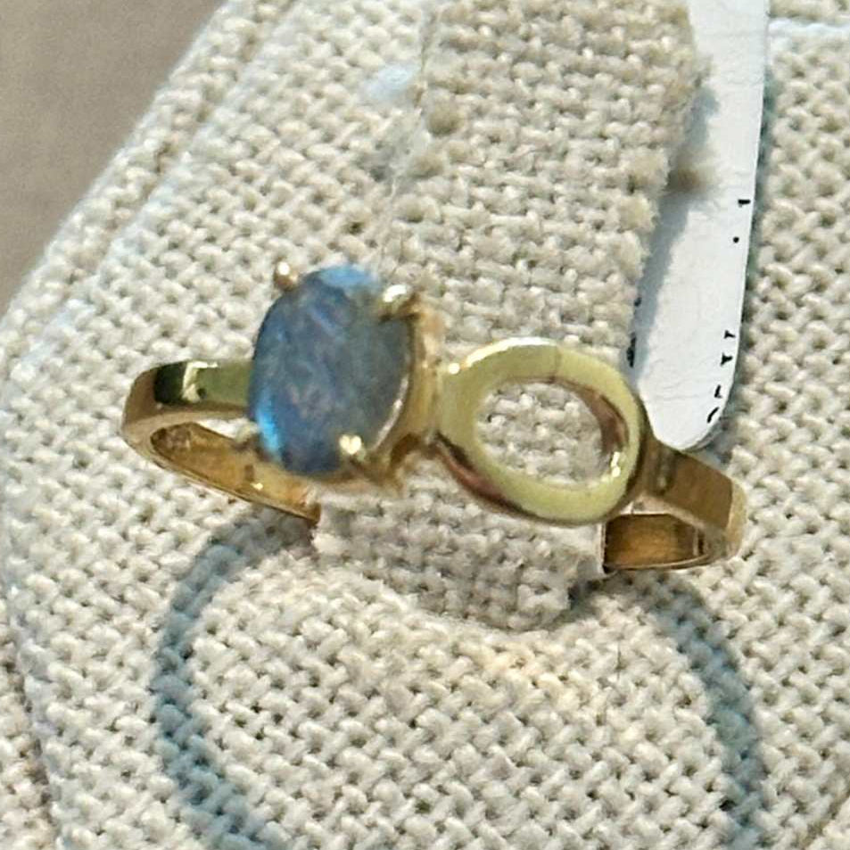 Labradorite Open-Circle Accent Ring – Gold Filled – Size 9