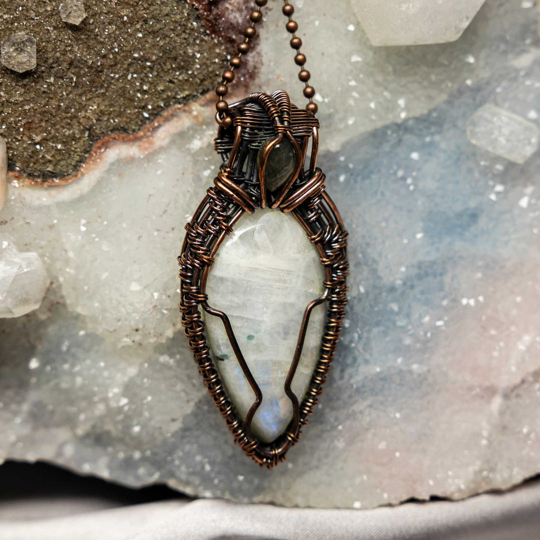 Moonstone Wire Wrap Crystal Pendant