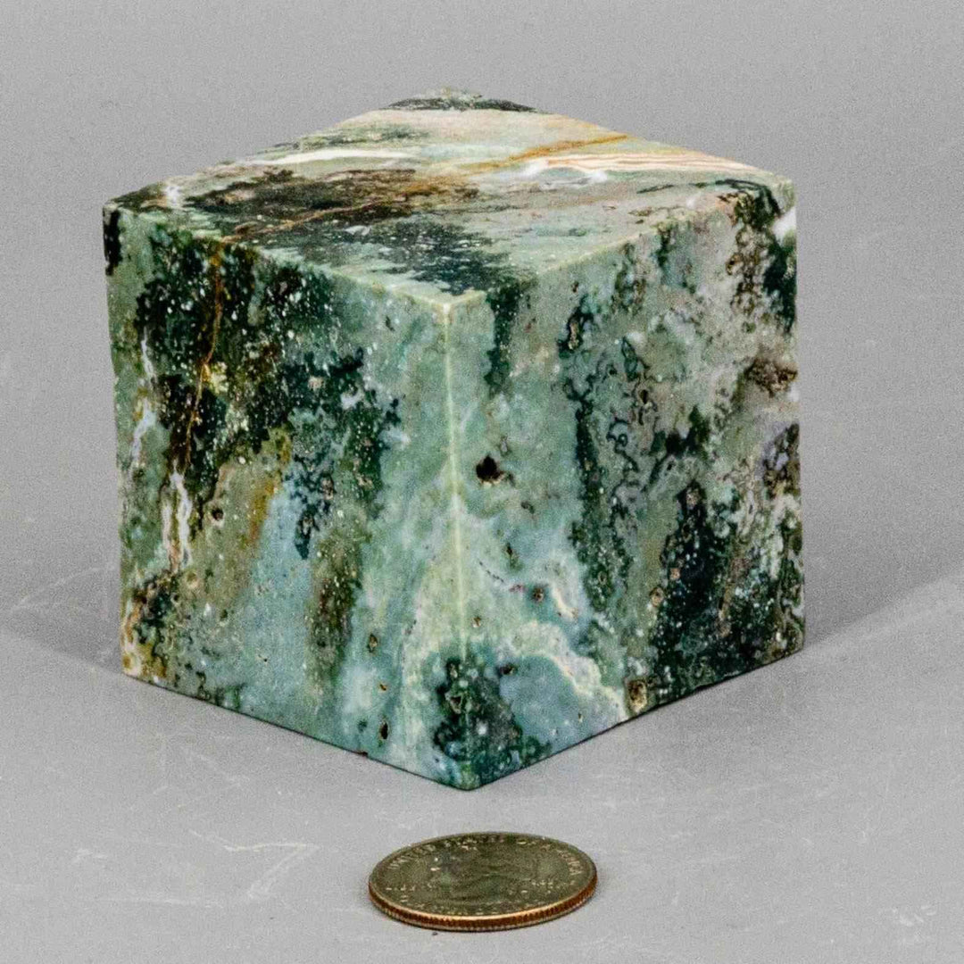 Ocean Jasper Crystal Cut Corner Cube Polished