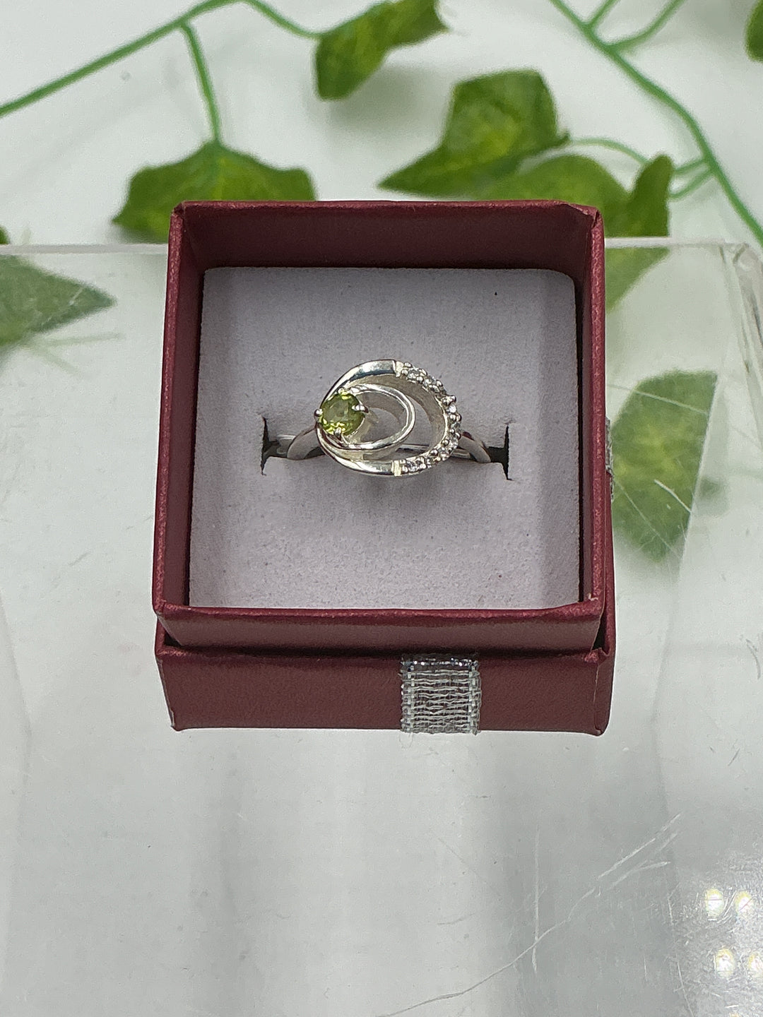 Sterling Silver Peridot Galaxy Ring - Size 6