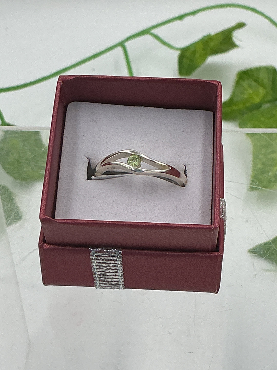 Sterling Silver Peridot Marquise Bypass Ring - Size 9
