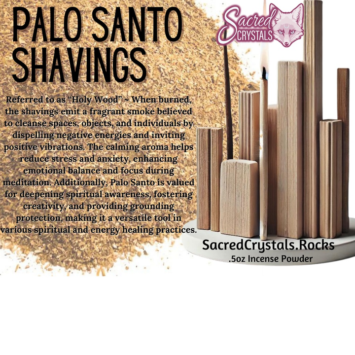 Palo Santo shavings piled and shaped, emphasizing their use for spiritual cleansing and energy purification.