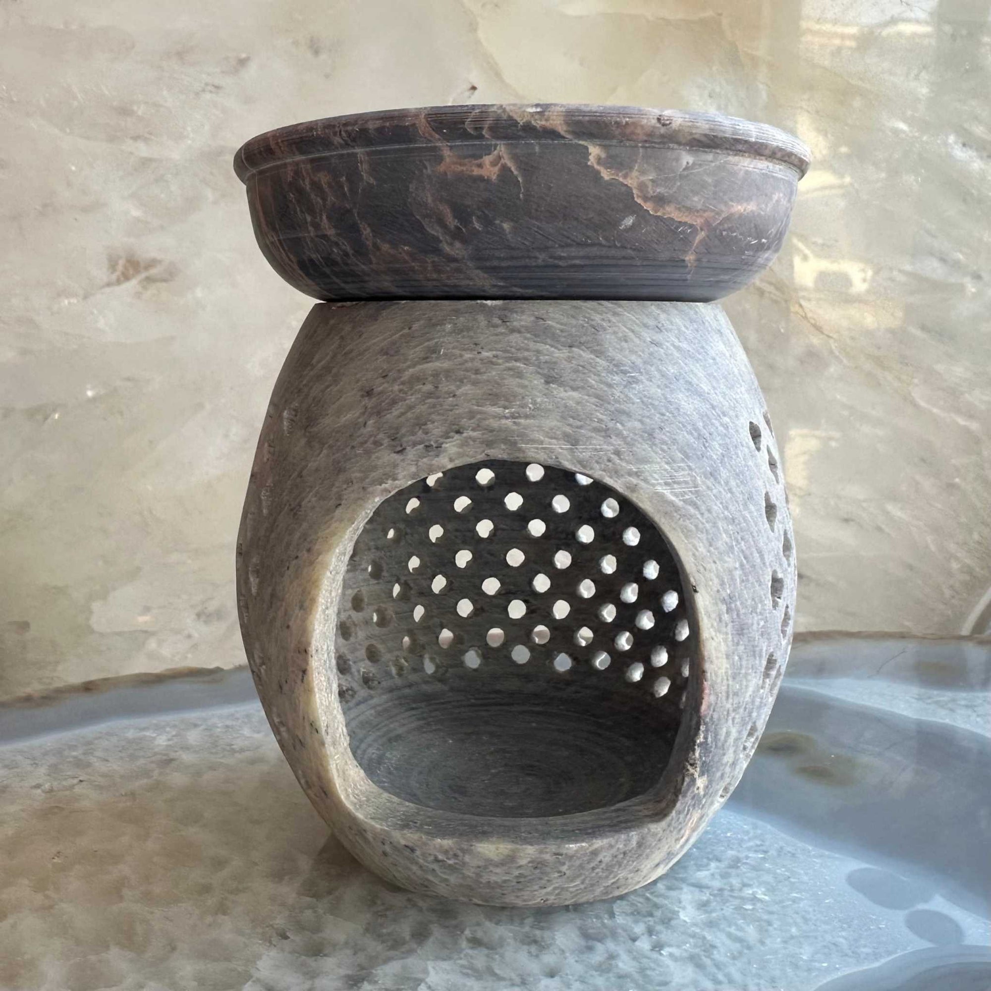 Carved Soapstone Essential Oil Burner 3.5&quot;