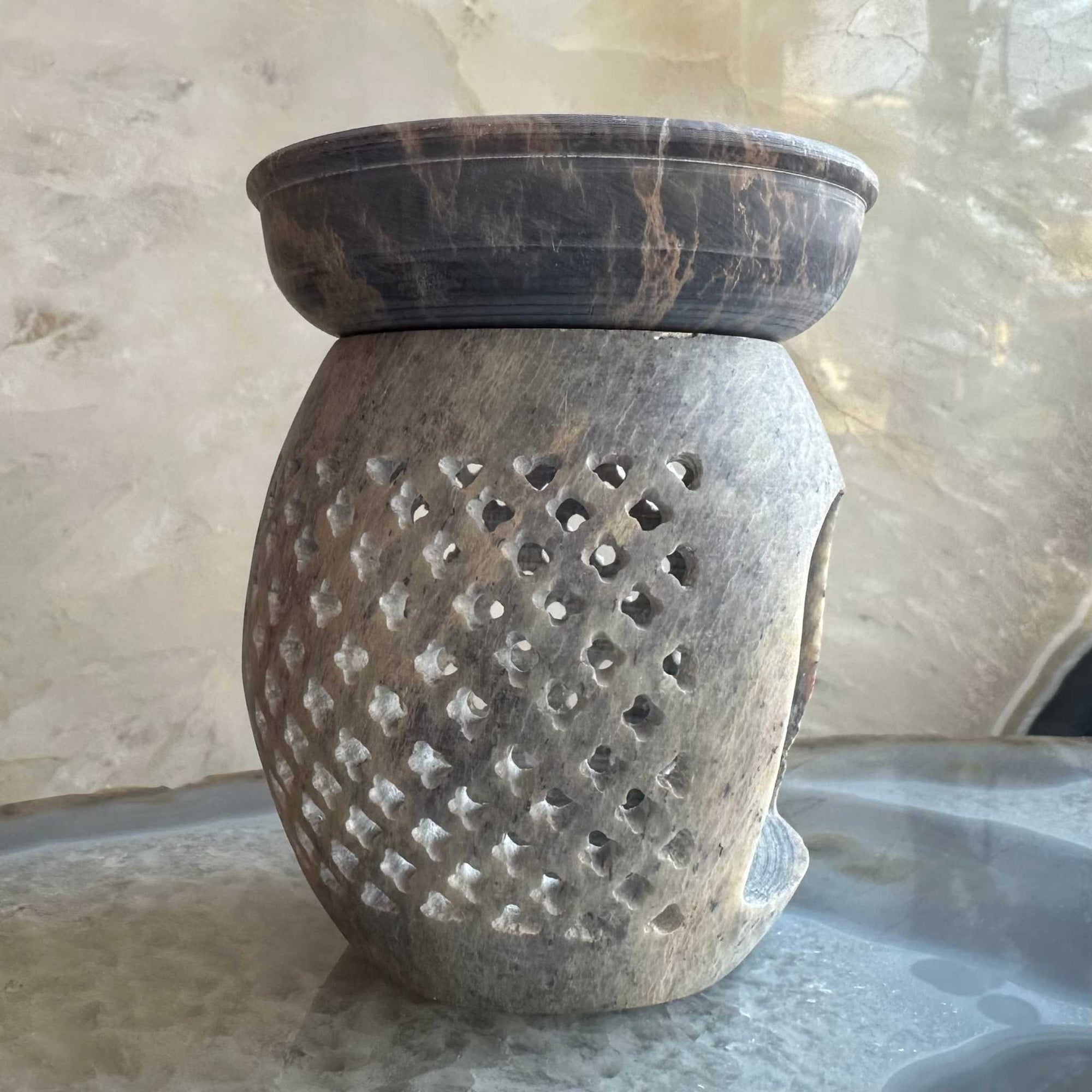 Carved Soapstone Essential Oil Burner 3.5&quot;