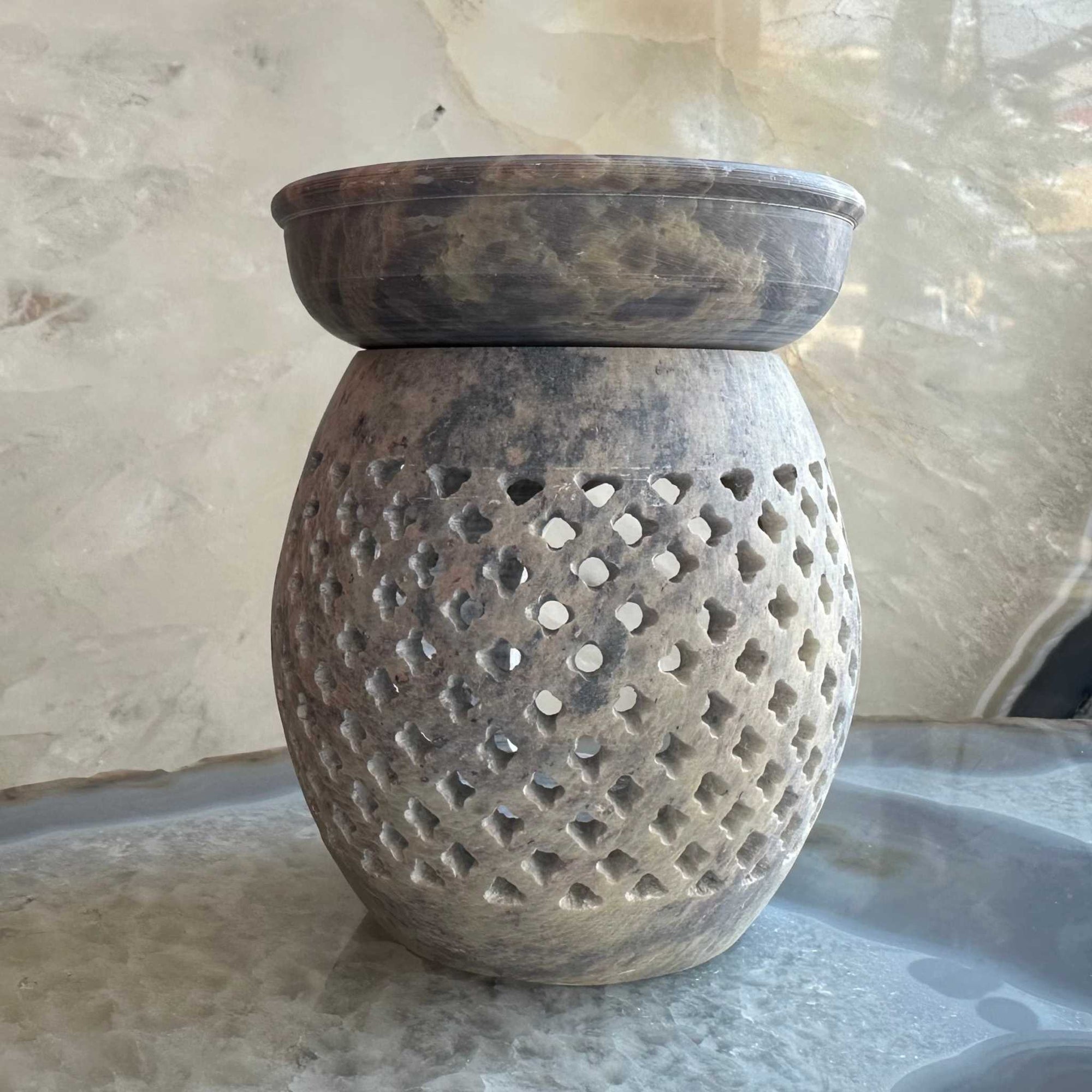 Carved Soapstone Essential Oil Burner 3.5&quot;