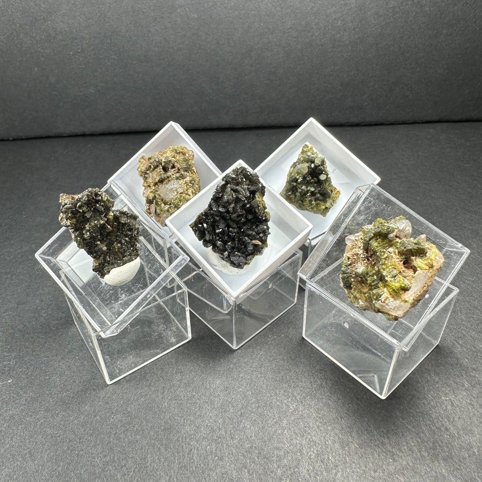 Thumbnail Specimens in Acrylic Box from Morocco