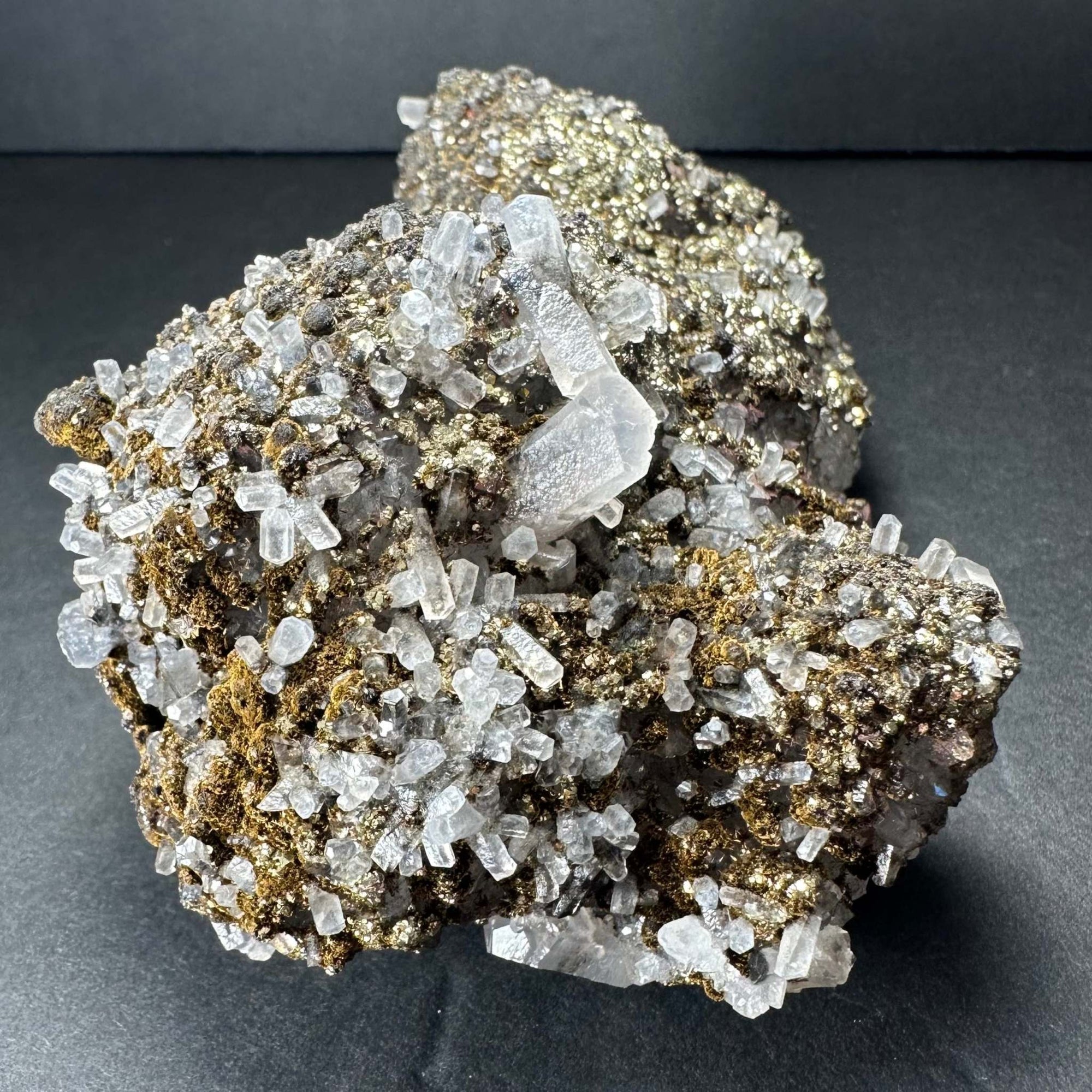 Marcasite on Calcite from Morocco
