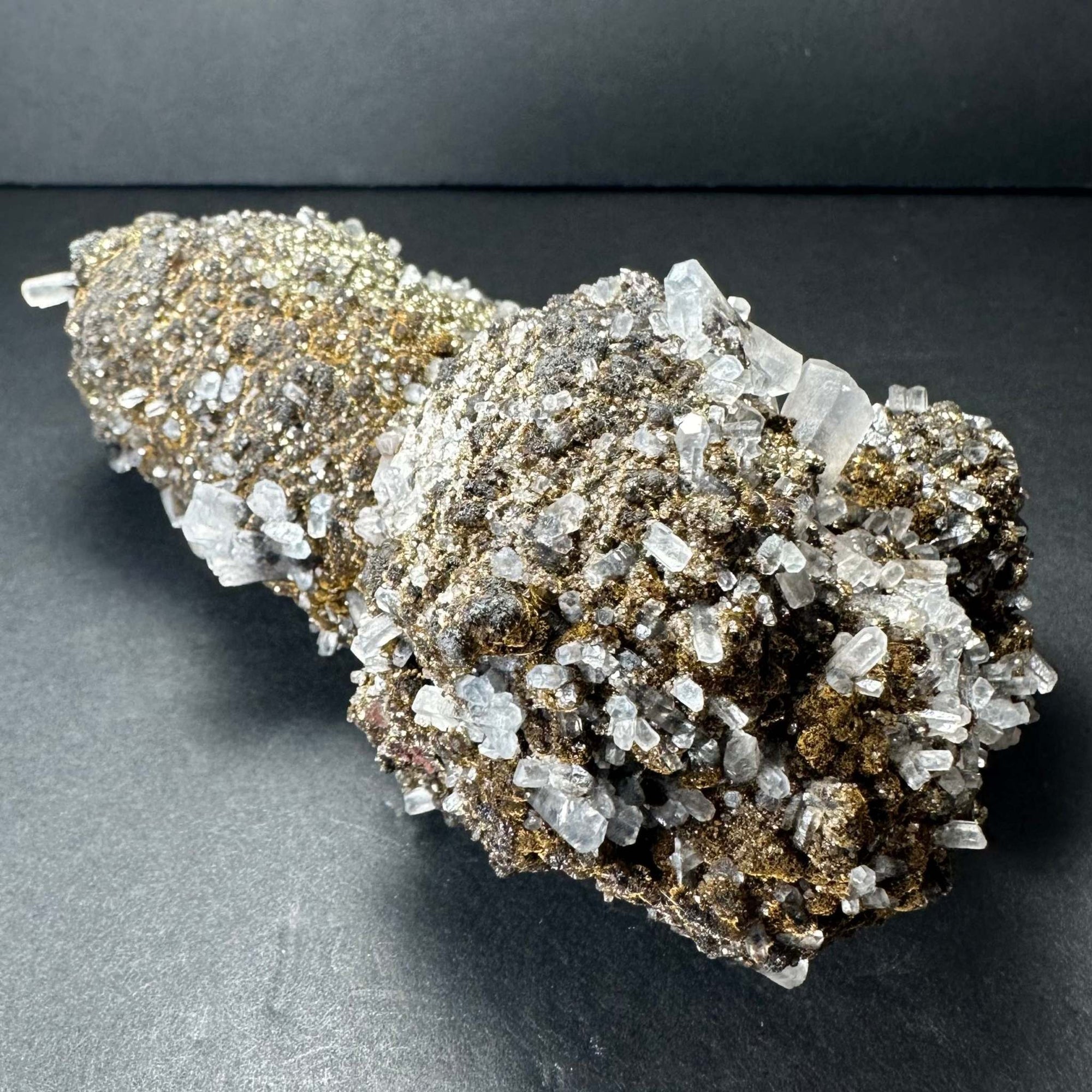 Marcasite on Calcite from Morocco