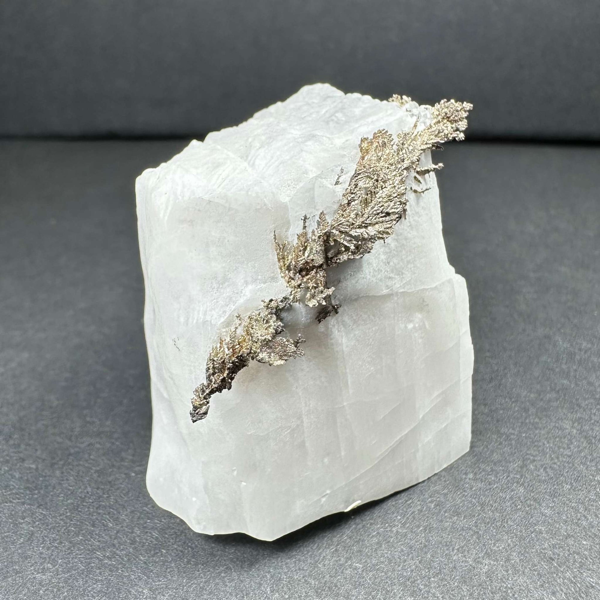 Native Dendritic Silver on Calcite from Morocco